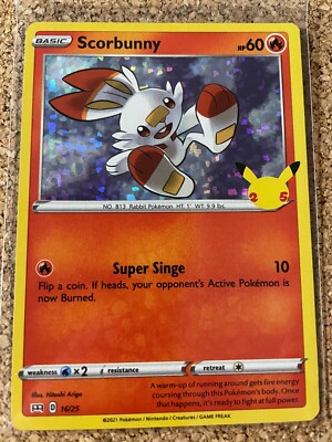 scorbunny mcdonalds pokemon card - - 25th Anniversary Collection - your opponents Active Pokmon is now Burned Cartas Pokemon Scorbunny Holo Mcdonalds