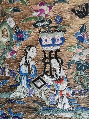Ancient Chinese silk textile, richly embroidered fine work,SW-China ...