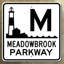 New York Meadowbrook Parkway highway marker road sign Long Island Nassau 12x12