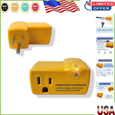 2 PCS Energy-Saving Thermostat Controlled Outlet - Prevents Freezing Below 38°F