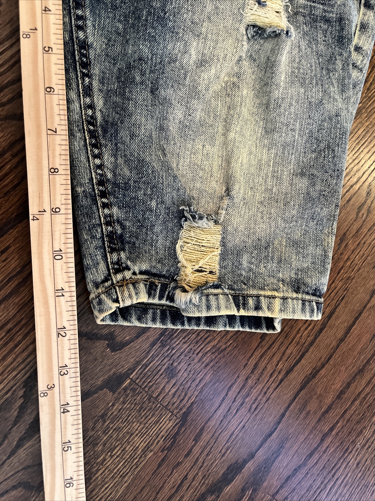 Evolution In Design - Mens Size 40 Jean Shorts Blue Denim Distressed Acid Washed - View 6