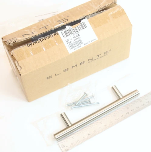 10pc Hardware Resources ELEMENTS 156SN Satin Nickel Cabinet Hardware Handle Pull - Picture 4 of 4