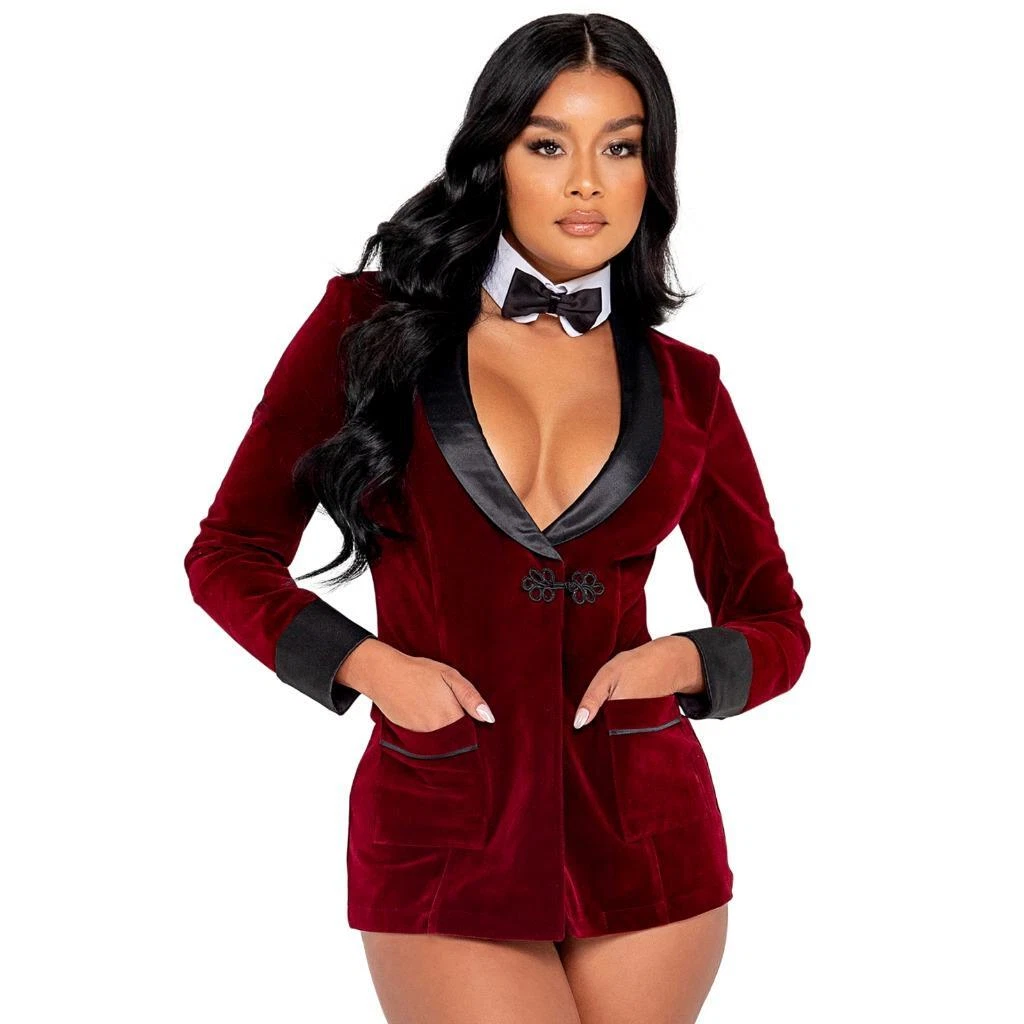 KITH Costume Playboy Giacca Fumo Velluto Logo Coniglio Cravatta Fiocco Hugh Hefner PB141