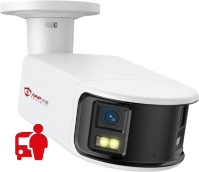 Anpviz 6MP PoE Dual-Lens Security Camera Panoramic 180°Ultra-Wide Angle Camera