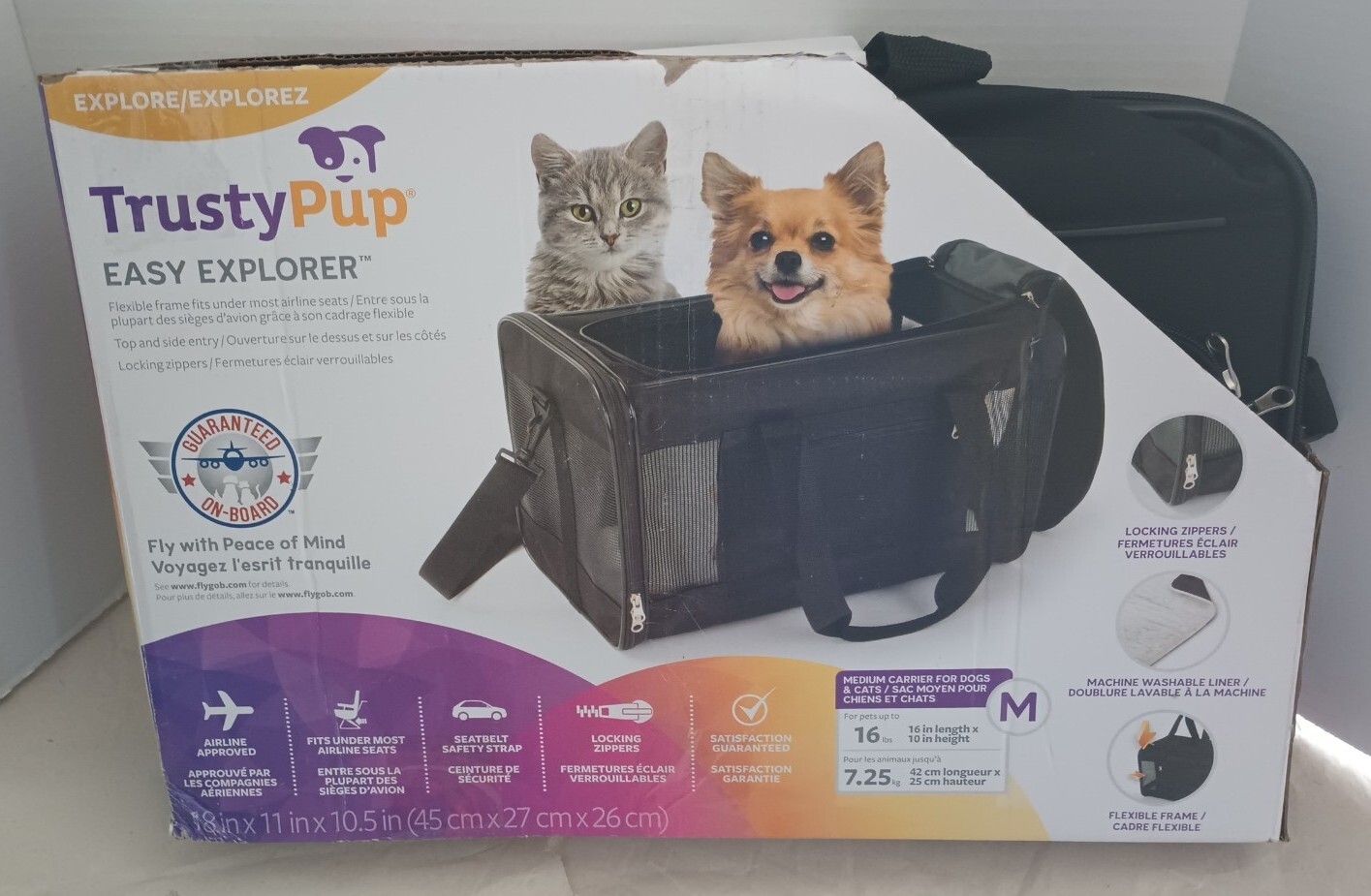 TrustyPup Travel Easy Explorer Pet Carrier-Medium Black-Pets Up T ...
