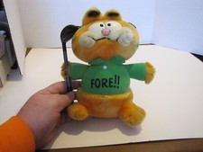 VTG 1981 DAKIN GARFIELD 9" PLUSH GOLFING FORE  STUFFED ANIMAL USED CLEAN