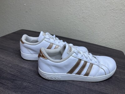 Adidas Youth Woman’s Adidas Baseline K White Gold Skater Shoes Sneakers  Size