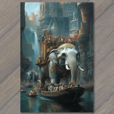 Art Print Floating Towers Futuristic City Elephants Boats Sci-Fi Fantasy
