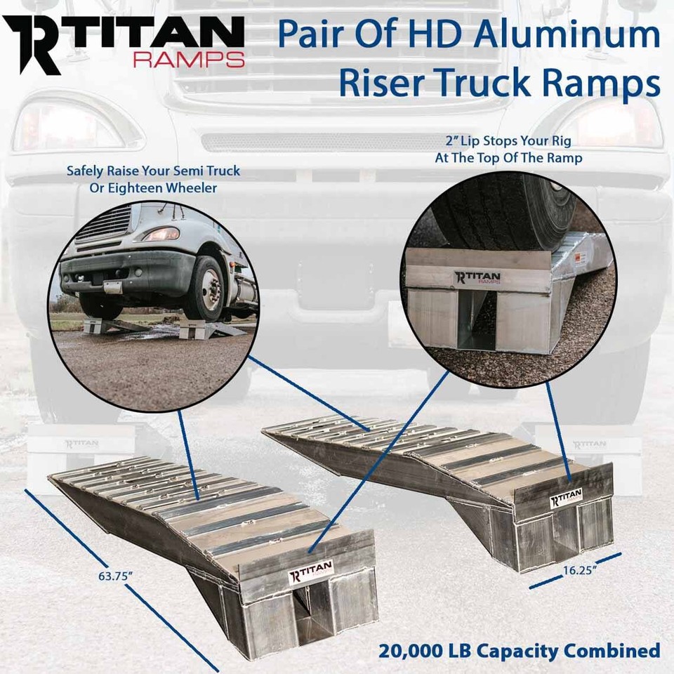 Titan Ramps Heavy-Duty Aluminum Semi-Truck Riser Ramp - 20,000 lb ...