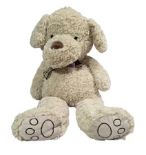 Large 29" Curly Tan Puppy Dog Soft Floppy Hugfun Bear Plush Stuffed Animal