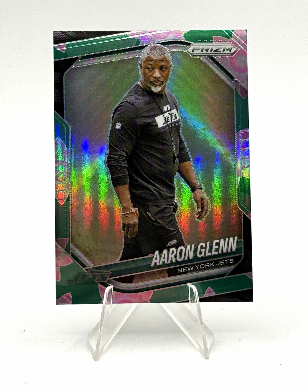 Panini 2025 Prizm Aaron Glenn #47 Lotus Flowers Prizm /18 New York Jets