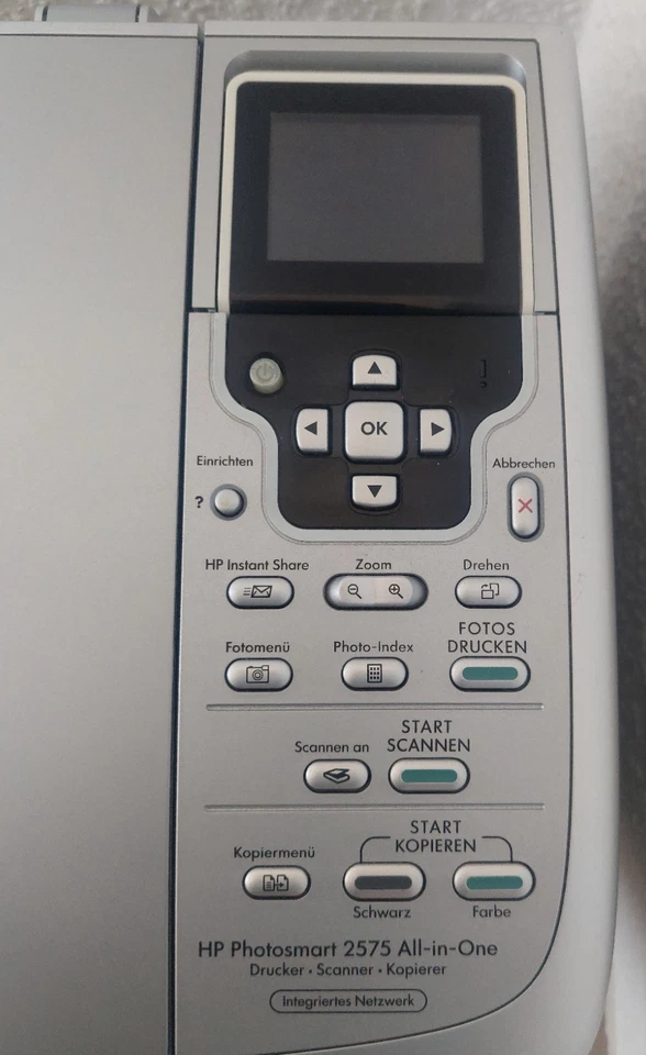 HP Photosmart 2575 AQll-In-One Tintenstrahldrucker Kopieren Scannen Netzwerk USB - Bild 2 von 4