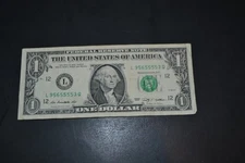 $1 DOLLAR BILL FOUR IN A ROW 5'S FANCY SERIAL NUMBER L95655553Q 2009