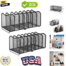 2 Pack Mesh Desktop File Sorter Organizer, 7-Section Bookshelf For Desk Home ...