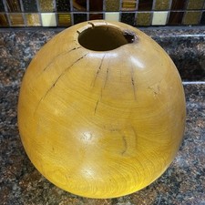 Vintage TURNED Rustic Handcrafted NATURAL WOOD Vase 6.5 x 6.75