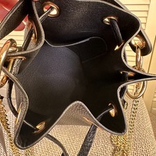 NWT Diva's Luxury Italian Designer Black Pebbled Leather Bucket Handbag Purse 5