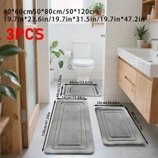 3PCS Memory Foam Bath Rug Bathroom Floor Shower Mat Carpet Non-slip Absorbent US