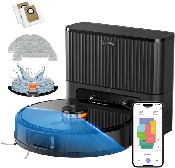 Vonko S6 Pro Saugroboter Mit Wischfunktion Und Absaugstation, 8000Pa Saugkraft,L-image