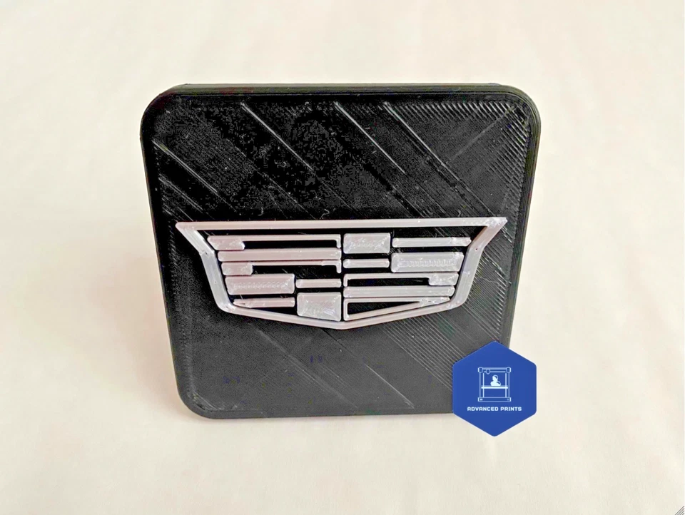 Cubierta/enchufe/tapa de enganche de remolque Cadillac para receptores de 2" y 1,25" plateado/negro Foto 2 de 3