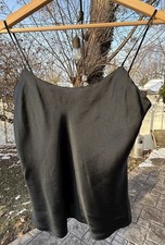 Vintage Victoria Secret Black Silk Cami Tank Size Small Y2K Adjustable Straps