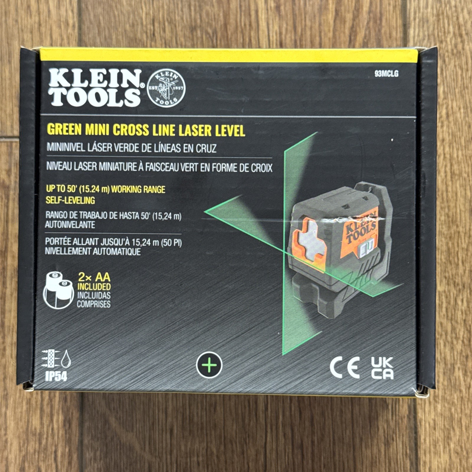 Klein Tools 93MCLG Green Mini Cross-Line Self-Leveling Laser Level, 50-Foot, NEW