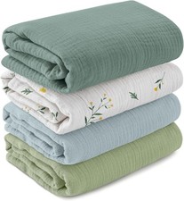 GLLQUEN BABY Baby Blankets for Newborn Soft 4 Pack, Muslin Cotton Baby Boy or