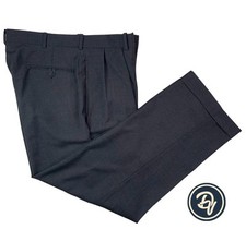 VTG 36 X 28.5 Polo Ralph Lauren Solid Charcoal Grey Pleated Wool Trousers