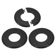 3Pcs Wall Split Flange Escutcheon Plate Buckle Pipe Cover 2"/51mm, Black