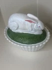 Vintage Westmoreland Hand Painted Milk Glass Rabbit /Bunny on Nest