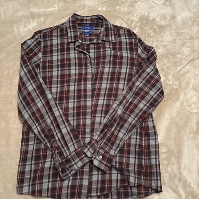 Apt 9 Soft Touch Mens Plaid Long Sleeve Button Up Flannel Size Large
