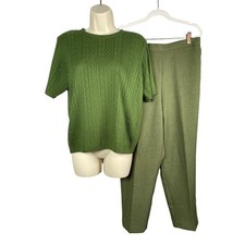 Alfred Dunner 2pc Set Pull-on Pants 12P Cableknit Sweater Top PXL Womens