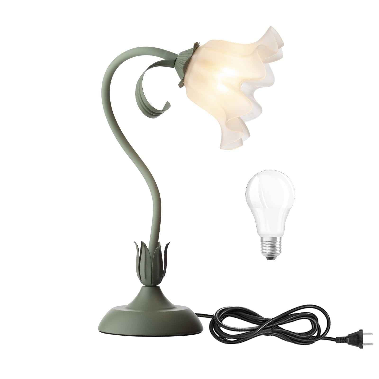Lampe de chevet verte en fleur pour une lecture douce dans la chambre