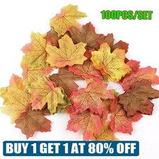 Artificial Large Loose Autumn Maple Leaves Silk Foliage Halloween Decorations UK