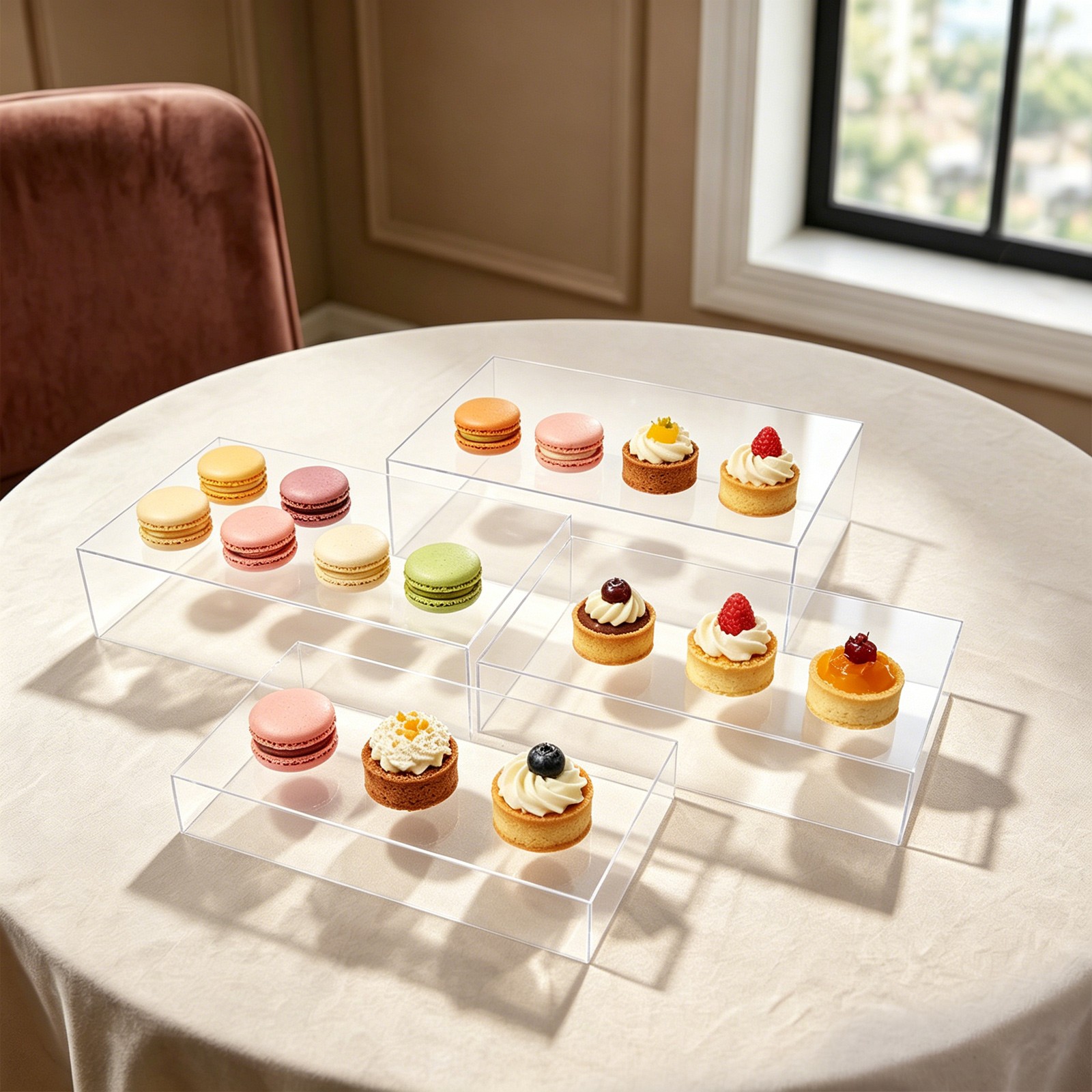 Acrylic Buffet Risers 4pcs Clear Display Stands for Dessert Table Party Event