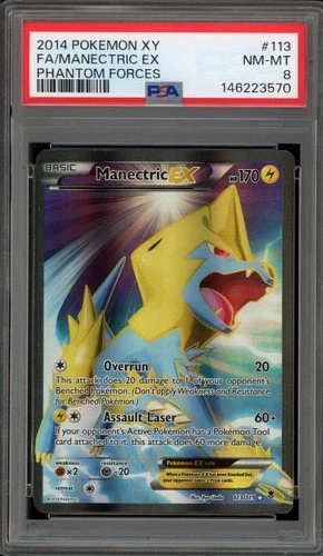 Pokemon Manectric EX XY Phantom Forces Full Art #113 PSA 8