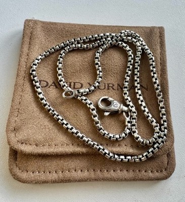 David Yurman Sterling Silver 2.7mm Box Chain Necklace 22'' Authentic Excellent