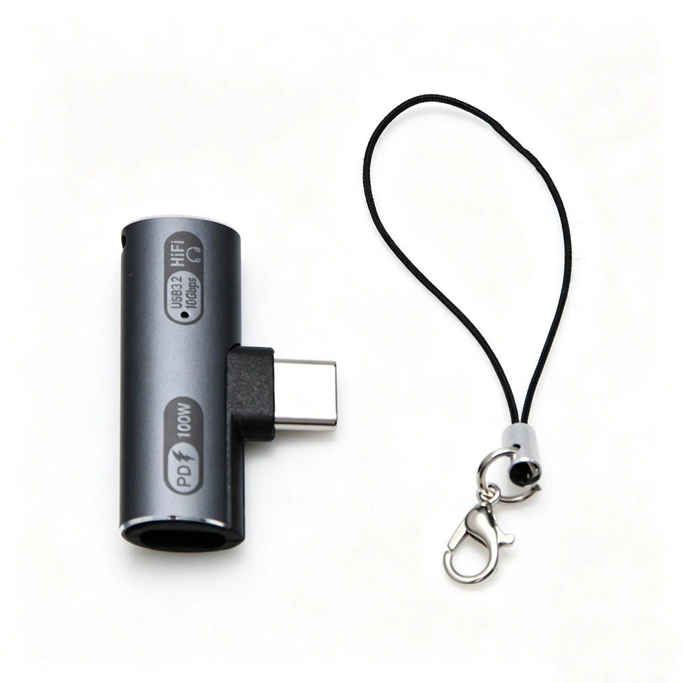 Type-C 2-in-1 Earphone Adapter Gray Aluminum 100W PD 10Gbps Fits for iPad Air - Image 2 of 4