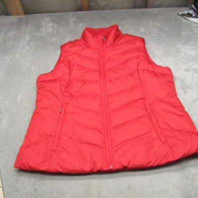 Eddie Bauer Down Vest Women XL Red 550 Fill Insulated Light Pack Quilted Puff