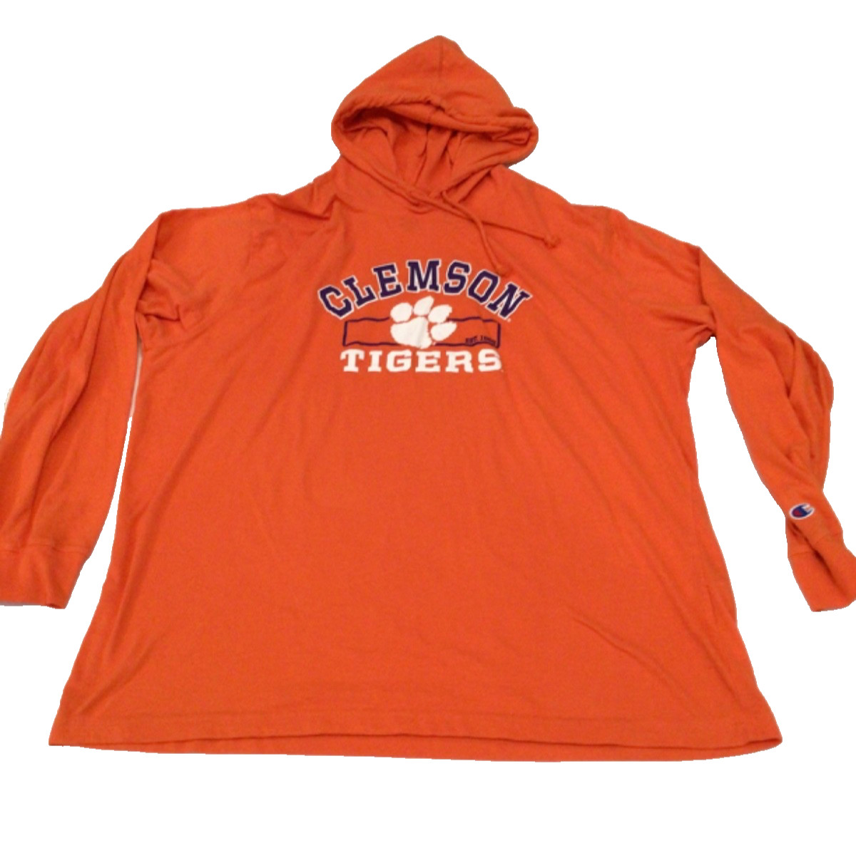 Clemson University Champion Hoodie T-Shirt Men's 2XL Orange Long Sleeve