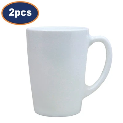 Luminarc Coffee Mug White Opal Glass 320ml Tea Cup Hot Drinks New Morning 2pcs