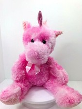 Dan Dee Pink Furry Unicorn 24" Plush Shimmer Horn Ribbon