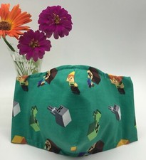 NEW Adult Cloth Face Mask with Filter Pocket Nose Wire 100 Cotton Mine Craft 1L