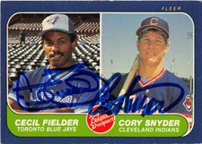 Cecil Fielder Cory Snyder autographed baseball card 1986 Fleer #653 Prospects