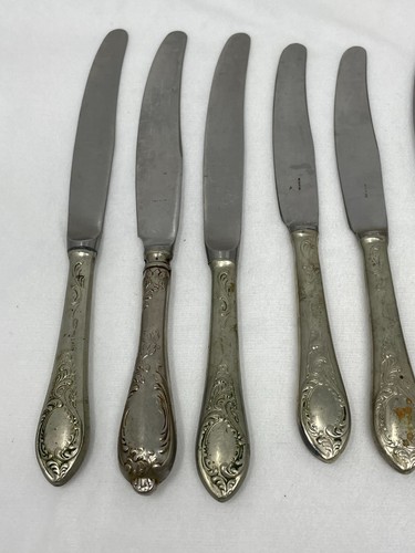 JUEGO DE 11 CUCHILLOS DE MESA VINTAGE AÑOS 60 URSR SOVIÉTICOS MELCHIOR CHAPADOS EN PLATA - Imagen 4 de 5
