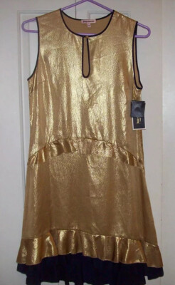 New JUICY COUTURE $268 GOLD HAMMERED PURE SILK DRESS US SIZE  4