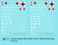 K4 N 1:160 Scale Decals USA World War II Army Jeep Truck Vehicle Circle Star