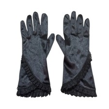 Vintage Futuron Co. Women  s Black Satin and Lace Gloves - One Size