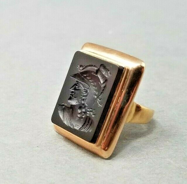 Antique Intaglio Ring 14K Gold Victorian 1800s Sardon… - Gem
