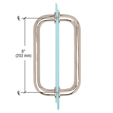 CRL BM8X8PN Polished Nickel 8" BM Series Tubular Back-to-Back Pull Handle - Picture 5 of 5