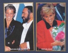 NIGER - two MNH S/S - Princess Diana, flowers & Opera Singer Pavarotti --c
